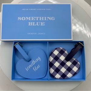 Draper James Something Blue Gingham Heart Luggage Tag Set